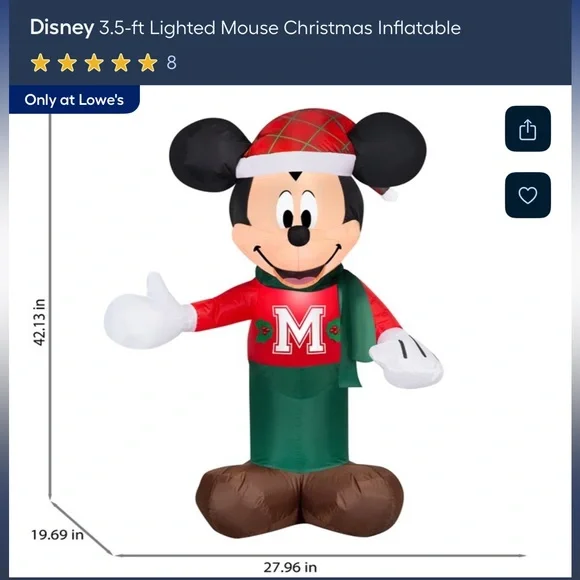 Disney Mickey Mouse Holiday Inflatable - Picture 2 of 5